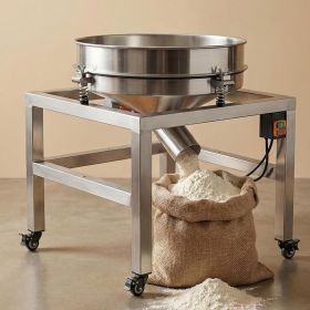 19.6" Stainless Steel Vibrating Sifter Machine, 110V Electric Sieve Shaker with 40 & 100 Mesh Screens, Industrial Powder Screening Machine for Fl