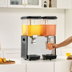 Commercial Beverage Dispenser 18L X 2 Tanks Cold Juice Ice Drink Dispenser (Option: Black)
