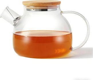 Glass Teapot with Spout Infuser 1000ml/33oz Glass Kettle Glass Pitcher Teapot for Loose Leaf Tea & Blooming Tea, Stovetop & Microwave Safe (size: 33oz)